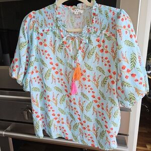 THML Floral Top Aqua Medium